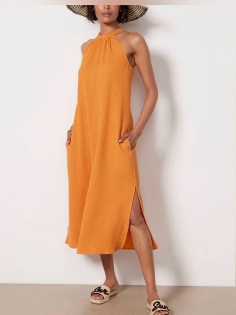 Evereve Rust-Orange Sleeveless Maxi Dress